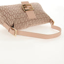 FENDI Zucchino Canvas Mamma Baguette Shoulder Bag Gold Pink Auth 155341V-7