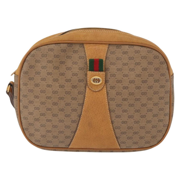 GUCCI Micro GG Supreme Web Sherry Line Bag PVC Beige Gold 156 01 034 Auth 155380