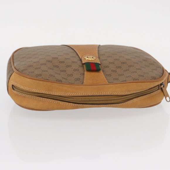 GUCCI Micro GG Supreme Web Sherry Line Bag PVC Beige Gold 156 01 034 Auth 155380