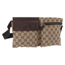 GUCCI GG Canvas Waist bag Beige Silver 28566 Auth 155383-1