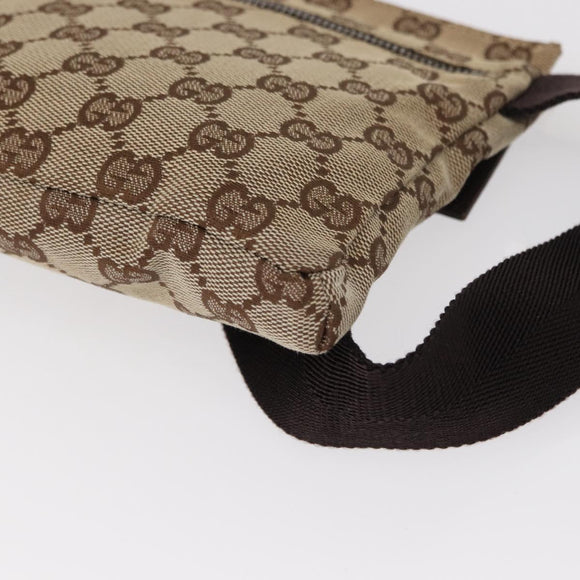 GUCCI GG Canvas Waist bag Beige Silver 28566 Auth 155383