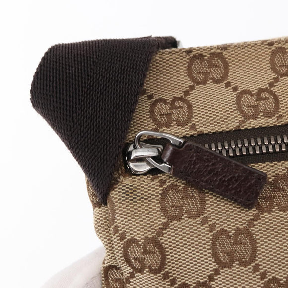 GUCCI GG Canvas Waist bag Beige Silver 28566 Auth 155383