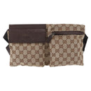 GUCCI GG Canvas Waist bag Beige Silver 28566 Auth 155383-2