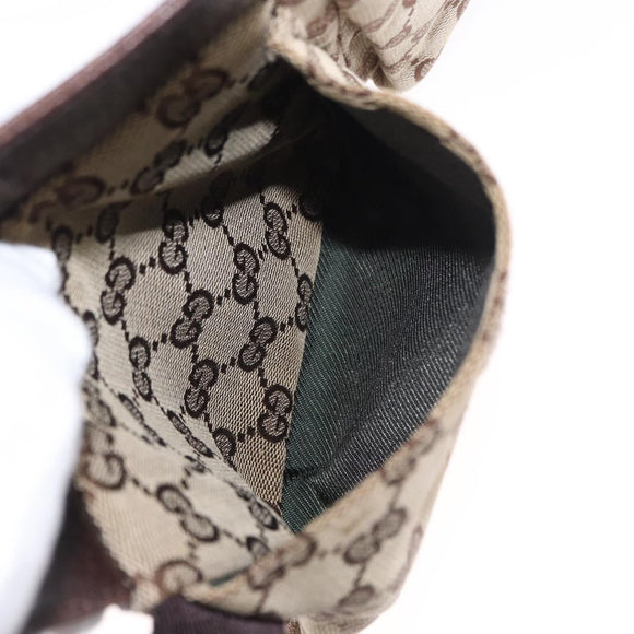 GUCCI GG Canvas Waist bag Beige Silver 28566 Auth 155383