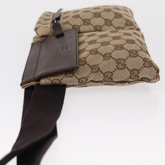 GUCCI GG Canvas Waist bag Beige Silver 28566 Auth 155383
