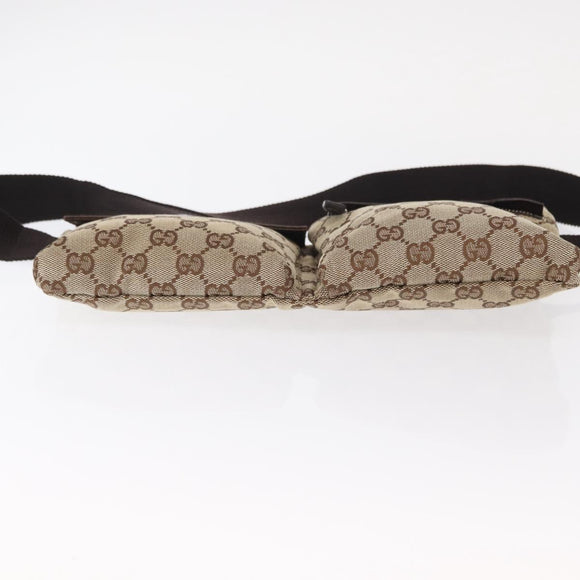 GUCCI GG Canvas Waist bag Beige Silver 28566 Auth 155383
