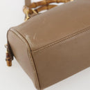 GUCCI Bamboo mini Boston Bag Leather 2way Beige Gold 007 3444 0232 Auth 155385-13