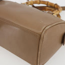 GUCCI Bamboo mini Boston Bag Leather 2way Beige Gold 007 3444 0232 Auth 155385-14