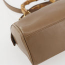 GUCCI Bamboo mini Boston Bag Leather 2way Beige Gold 007 3444 0232 Auth 155385-15