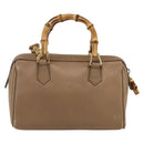 GUCCI Bamboo mini Boston Bag Leather 2way Beige Gold 007 3444 0232 Auth 155385-3