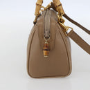 GUCCI Bamboo mini Boston Bag Leather 2way Beige Gold 007 3444 0232 Auth 155385-4