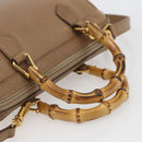 GUCCI Bamboo mini Boston Bag Leather 2way Beige Gold 007 3444 0232 Auth 155385-7