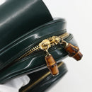 GUCCI Bamboo Shoulder Bag Enamel Black Silver 003 3444 0027 Auth 155386-10