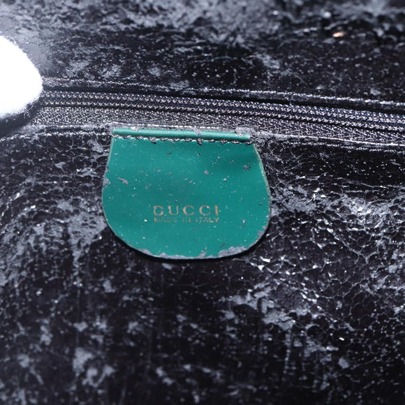 GUCCI Bamboo Shoulder Bag Enamel Black Silver 003 3444 0027 Auth 155386