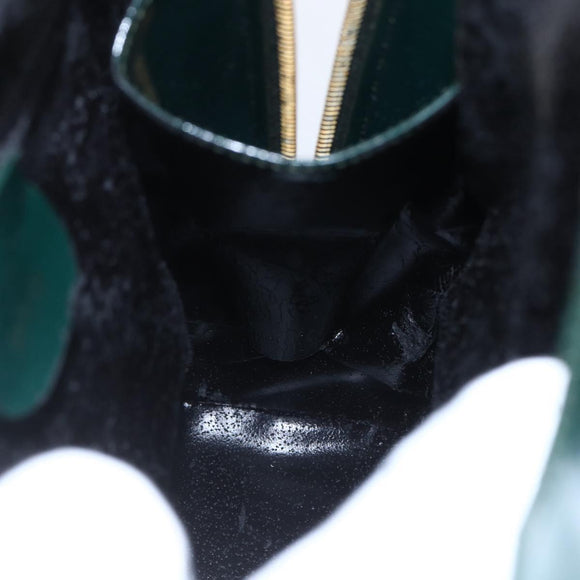 GUCCI Bamboo Shoulder Bag Enamel Black Silver 003 3444 0027 Auth 155386