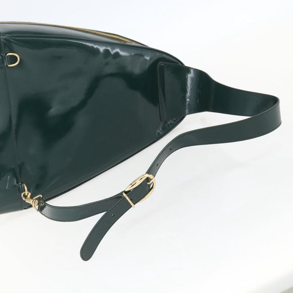 GUCCI Bamboo Shoulder Bag Enamel Black Silver 003 3444 0027 Auth 155386