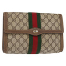 GUCCI GG Supreme Web Sherry Line Clutch Bag PVC Beige Gold 89 01 006 Auth 155387-1