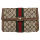 GUCCI GG Supreme Web Sherry Line Clutch Bag PVC Beige Gold 89 01 006 Auth 155387-2