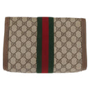 GUCCI GG Supreme Web Sherry Line Clutch Bag PVC Beige Gold 89 01 006 Auth 155387-3