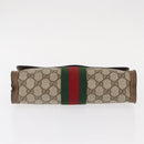 GUCCI GG Supreme Web Sherry Line Clutch Bag PVC Beige Gold 89 01 006 Auth 155387-7