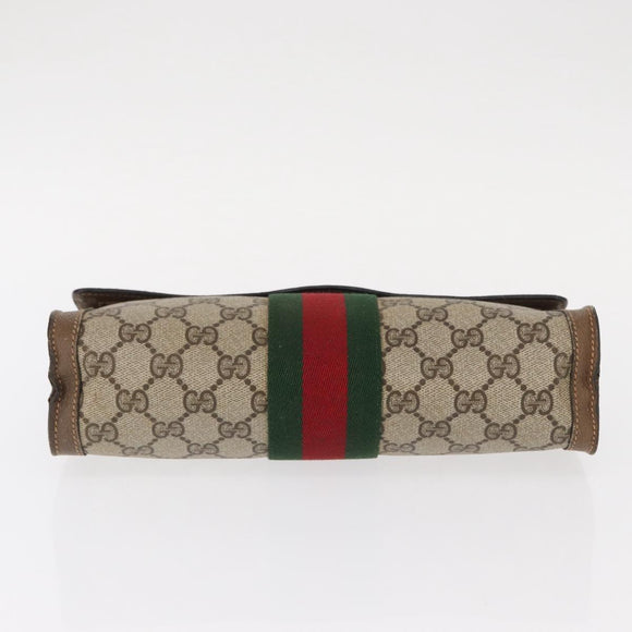 GUCCI GG Supreme Web Sherry Line Clutch Bag PVC Beige Gold 89 01 006 Auth 155387