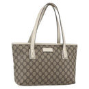 GUCCI GG Supreme Tote Bag PVC Beige Silver 211138 Auth 155388-1