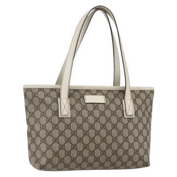 GUCCI GG Supreme Tote Bag PVC Beige Silver 211138 Auth 155388