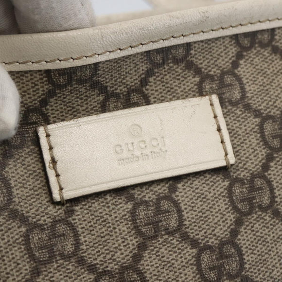 GUCCI GG Supreme Tote Bag PVC Beige Silver 211138 Auth 155388
