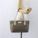 GUCCI GG Supreme Tote Bag PVC Beige Silver 211138 Auth 155388-22