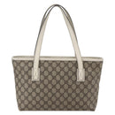 GUCCI GG Supreme Tote Bag PVC Beige Silver 211138 Auth 155388-2