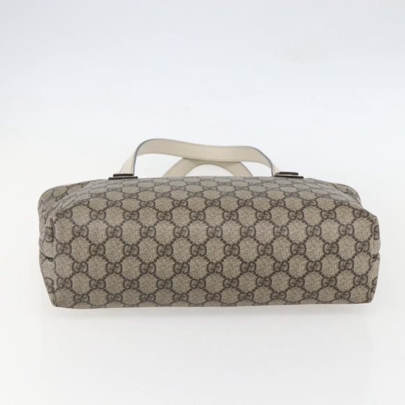 GUCCI GG Supreme Tote Bag PVC Beige Silver 211138 Auth 155388