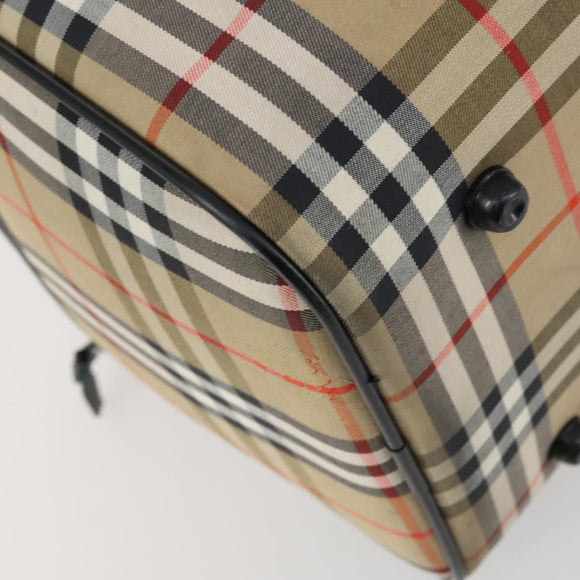 Burberrys Nova Check Boston Bag Canvas Beige Gold Auth 155390