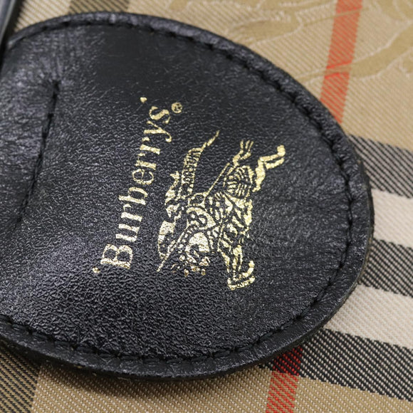 Burberrys Nova Check Boston Bag Canvas Beige Gold Auth 155390