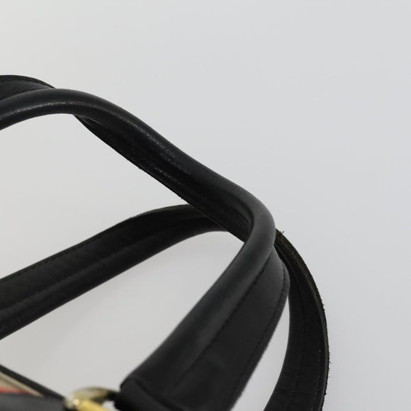 Burberrys Nova Check Boston Bag Canvas Beige Gold Auth 155390