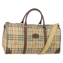 Burberrys Nova Check Boston Bag PVC Beige Gold Auth 155391-1