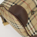 Burberrys Nova Check Boston Bag PVC Beige Gold Auth 155391-17