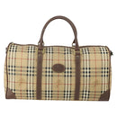 Burberrys Nova Check Boston Bag PVC Beige Gold Auth 155391-13