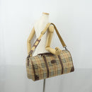 Burberrys Nova Check Boston Bag PVC Beige Gold Auth 155391-24