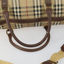 Burberrys Nova Check Boston Bag PVC Beige Gold Auth 155391-9