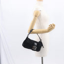 FENDI Mamma Baguette Shoulder Bag Nylon Black Silver Auth 155392-25