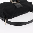 FENDI Mamma Baguette Shoulder Bag Nylon Black Silver Auth 155392-6