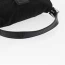 FENDI Mamma Baguette Shoulder Bag Nylon Black Silver Auth 155392-7