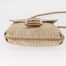 FENDI Zucchino Canvas Mamma Baguette Shoulder Bag Beige Silver Auth 155393-6