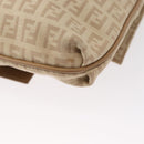 FENDI Zucchino Canvas Mamma Baguette Shoulder Bag Beige Silver Auth 155393-17