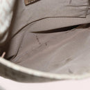 FENDI Zucchino Canvas Mamma Baguette Shoulder Bag Beige Silver Auth 155393-11