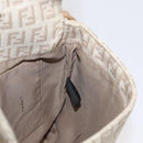 FENDI Zucchino Canvas Mamma Baguette Shoulder Bag Beige Silver Auth 155393-21