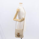 FENDI Zucchino Canvas Mamma Baguette Shoulder Bag Beige Silver Auth 155393-24