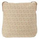 FENDI Zucchino Canvas Mamma Baguette Shoulder Bag Beige Silver Auth 155393-2