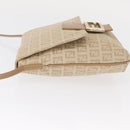 FENDI Zucchino Canvas Mamma Baguette Shoulder Bag Beige Silver Auth 155393-4