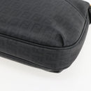 FENDI Zucchino Canvas Shoulder Bag PVC Black Gold Auth 155394-8
